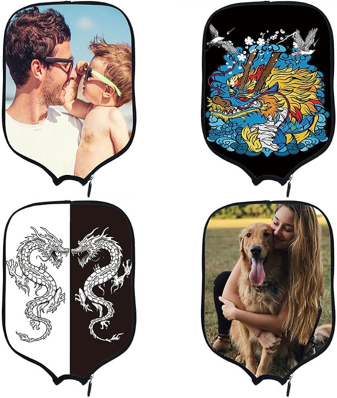 Custom Padded Pickleballs Paddle Cover with Photo Text Logo, Personalized Neoprene Cover Paddles Case Customize Rackets Cover, Fits Most Paddles, 8.5x11.5 Inches