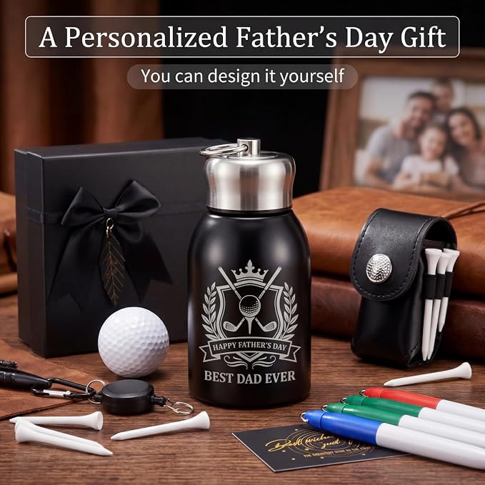 22 Pcs Golf Accessories Kit Cleaning Kit Include Golf Ball Bag Tumbler, Balls Tees Marker Pens, Cleaner Brush, Towel and Gift Box Set for Man Father's Day Birthday Gifts