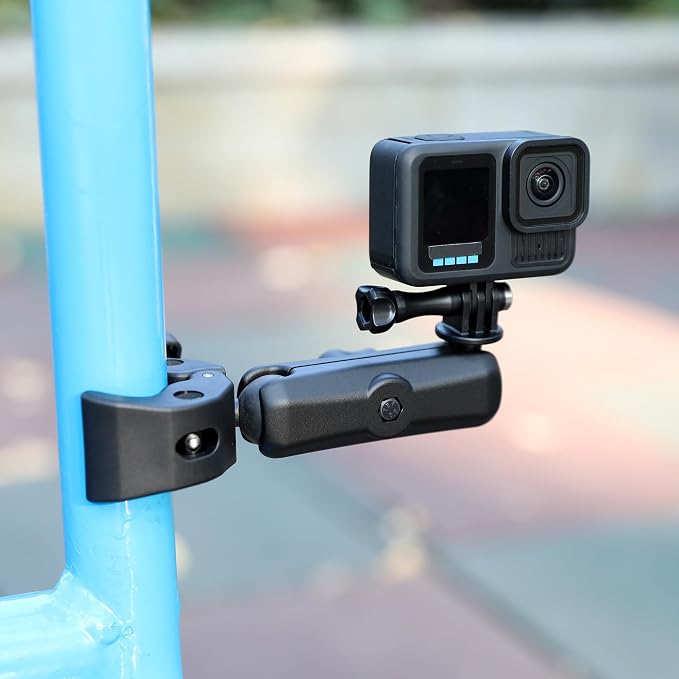 GEPULY Super Clamp Camera Clamp Mount for GoPro Insta360 DJI Motorcycle Accessories Dual 360° Ballhead Magic Arm Double Ball Head Adapter Heavy-Duty for Action Cams/Phones/DSLR/LED Light/Monitor
