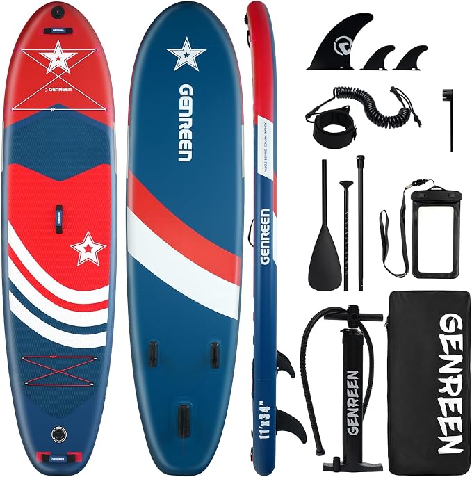 Paddle Board Stand up Paddle Board (Extra Large 11'*33/34") Newly Improved 2 Side Layers 450LBS Quality Inspection×5 (All-Season for JP customers) paddleboards Fishing Family Pet Friendly