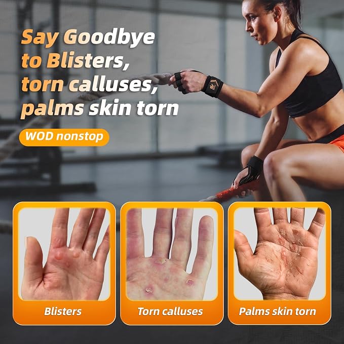 Sylong Gymnastics Hand Grips for Cross Training, Pull ups, Weight Lifting, Gymnastics; Effectively Plam Protection; offering a larger coverage area than standard grips，for Men and Women