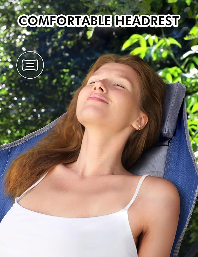 Docusvect Hammock Camping Chair - 3 Heights Portable Hammock Chair Camping with Adjustable Backrest, Headrest, Padded Seat, Cup Holder - 450 LBS Heavy Duty