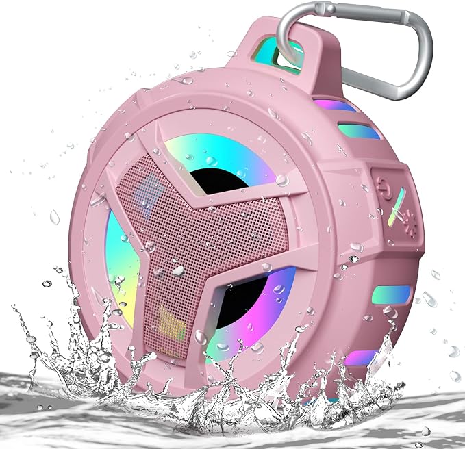 EBODA Waterproof Bluetooth Shower Speaker, IPX7 Floating Portable Wireless Small Speakers, 24H Playtime with RGB Light for Kayak, Beach, Pool Accessories, Gifts for Teen Girl Boys