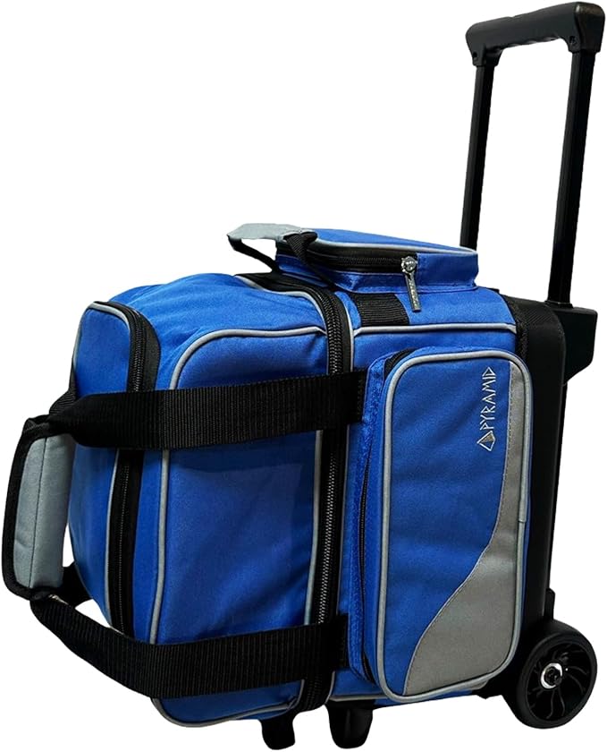 Pyramid Path Pro Deluxe Single Roller Bowling Bag With Separate Shoe Compartment (Up To US Mens Size 11), 2 Large Accessory Pockets, Padded Foam Ball Insert, Lifting Handles and Locking Square Handle