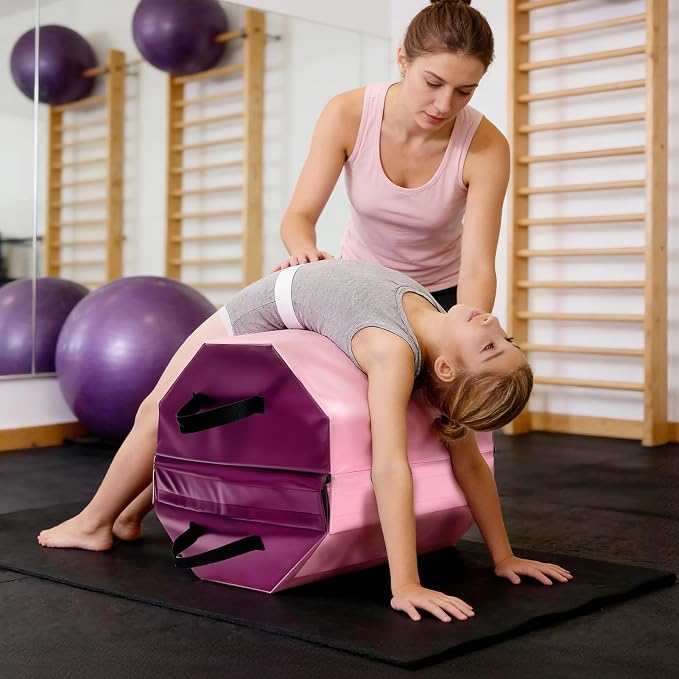 Detachable Octagon Gymnastics Mat, 17.5"x17.5"x23" Hometumbling mat, suitable for various gymnastic positions with High-Density Foam & Waterproof Cover