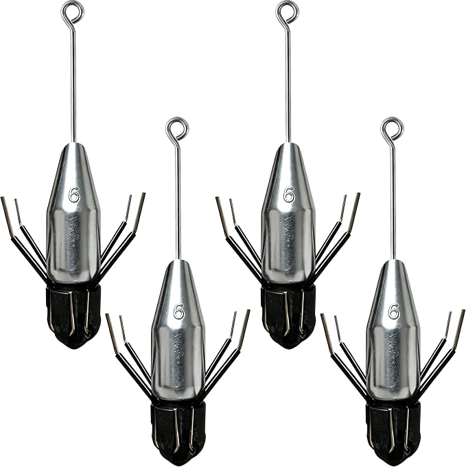 4Pcs Sputnik Sinkers, 2-in-1 Long Tail Detachable Fishing Weights, Anti-Drift Saltwater Surf Casting Lead Sinkers for Catfish, Ocean Beach Sand Fishing