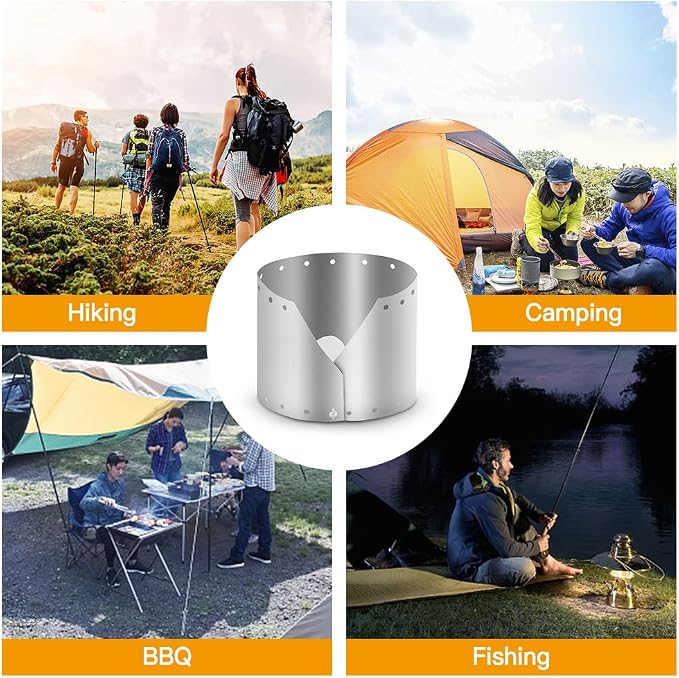 HUIOP Wind Shield, Ultralight Ultra-Thin Titanium Outdoor Camping Stove Wind Shield Screen Windproof Plate