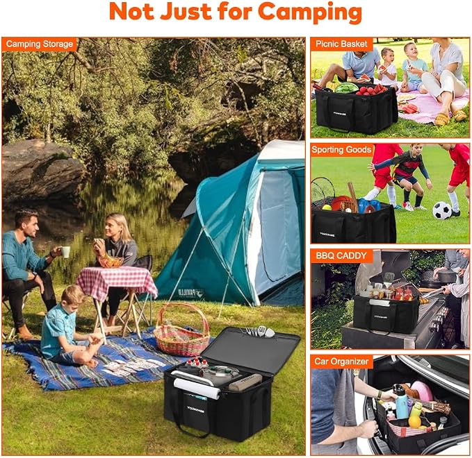 Large Capacity Camping Organizer & Camping Cookware Bag, with Sturdy Structure & Drawstring, Heavy Duty Water Resistant Cookware Organizer for BBQ Outdoor Cooking Essentials