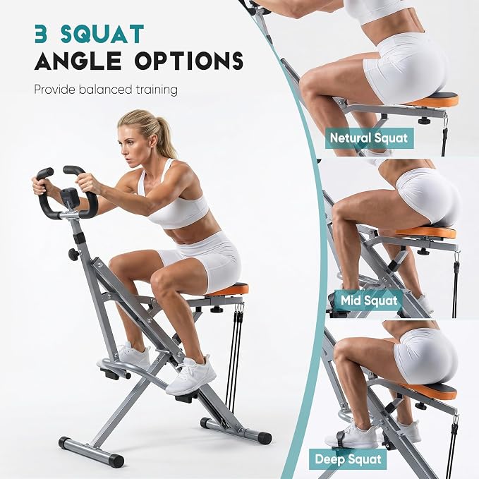 Simple Deluxe Squat Machine, 2 in 1 Squat Rowing Machine, Adjustable Resistance & 330LB Weight Capacity, Foldable Home Exercise Equipment, Glute& Leg Trainer Machine