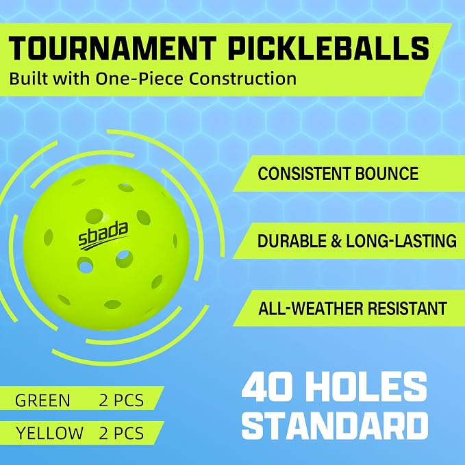 Pickleball Paddles Set of 2 - Graphite Carbon Fiber Pickleball Set with 16mm, Lightweight T700 Pickle Ball Rackets 2 Pack with 4 Outdoor Balls and 1 Bag