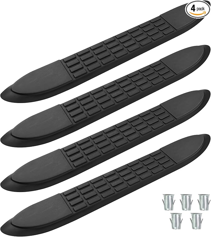 Nerf Bar Replacement Pads for 3" Round Tubes with 5 Holes, 21" X 3"(19.48" Outer Hole Spacing) – Durable Non-Slip Replacement Step Pad Set of 4, Easy Installation——Verify Tube Size & Hole Spacing!