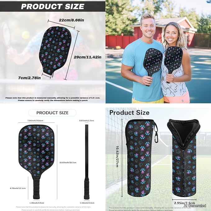 Pickleball Paddles Set 3PCS Pickleball Paddle Case Pickleball Racket Pickleball Bag Ideal for Beginners Gifts