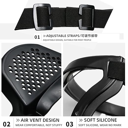 Anti-Fog Full Face Active shields Protection Visible Expression Transparent Breathable Comfortable Adults Reusable (Black, 1PCS), JZY-0010