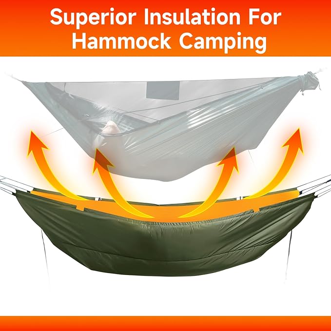 Camping Hammock with Underquilt, Lightweight Hanging Hammocks Tree Straps, All-in-one Fast Open Hammock for Outside, Hiking, and Travel