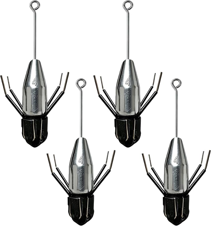 4Pcs Sputnik Sinkers, 2-in-1 Long Tail Detachable Fishing Weights, Anti-Drift Saltwater Surf Casting Lead Sinkers for Catfish, Ocean Beach Sand Fishing