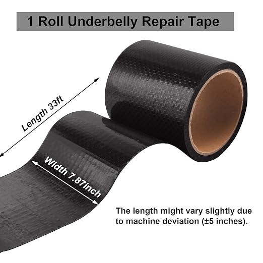 PlusRoc RV Underbelly Material RV Underbelly Tape Waterproof Flex Belly Tape with Permanent Sealing Adhesive for Mobile Home, Camper Travel Trailer, Tear Repair Patch(7.87'' x 33')