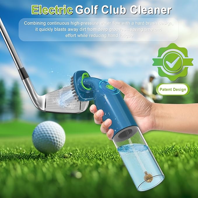Kiss Core Electric Golf Club Cleaner Brush: AA Battery Powered for Effortless Cleaning - Golf Club Brush for Golf Accessories - Holds 5oz Water - Magnetic Clip - Golf Gifts for Golfer Men