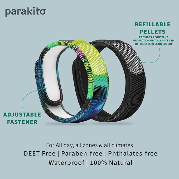 PARA'KITO Bonus Pack - 2 Wristbands & 2 Refills (Black & Peacock)
