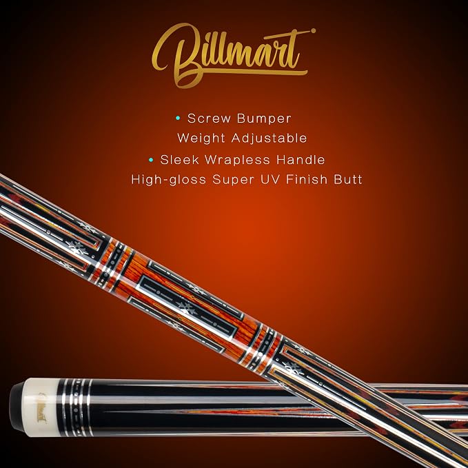 Billmart Pool Cue Stick, Low Deflection Shaft Billiard Cue Sticks with Hard Case, Pool Table Sticks Queue, 19-21 oz Pool Que