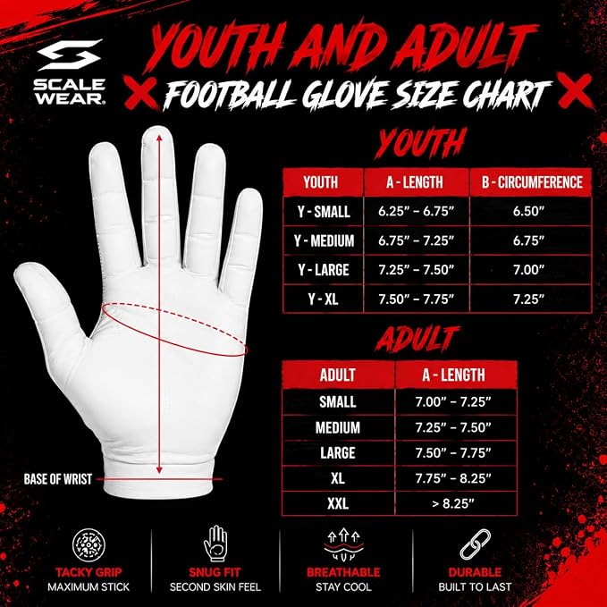 Jester Football Receiver Gloves White – White with Red Joker Smile Battle College Lineman Tacky Pro Grip Palms Football Gloves Men Adult Youth Kids Boys Unleash Your Venom