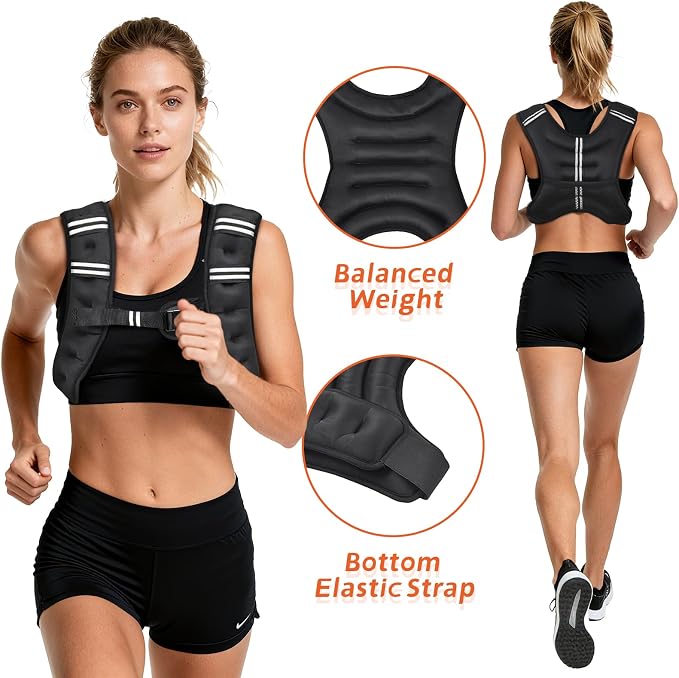 KTINNEAD Weighted Vest for Women Men, 8lb/12lb/16lb/20lb Weighted Running Vest with Reflective Stripe, Detachable Phone Pouch for Workout, Walking, Strength Training, Weight Loss, Fitness, Jogging