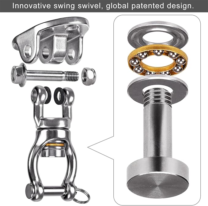 SELEWARE Heavy Duty Swing Hanger with Bearing Swivel 1200 LB Capacity Stainless Steel Swing Hook Ceiling Swing Mount Indoor Outdoor Swing Hardware for Aerial Yoga Silks Hammock Chairs Heavy Bag