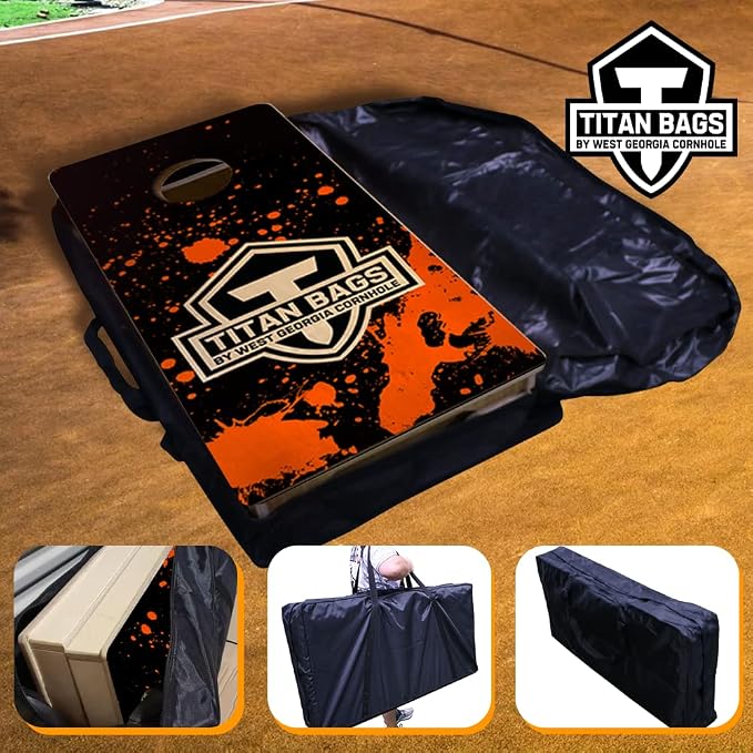 Titan Bags Cornhole Carrying Case - Durable & Heavy Duty Cornhole Board Bag Carry Case w/Nylon Shoulder Straps & Zipper Closure, Board Storage & Carrying Case for Toss Games & Tournaments - Black