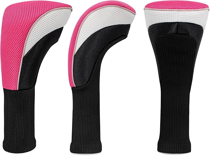 Golf Club Head Covers for Woods 3/4/5/6 Pieces Long Neck Mesh Sports Golf Club Headcovers Set with Interchangeable No. Tags 3 4 5 6 7 X Golf Accessories for Men Women