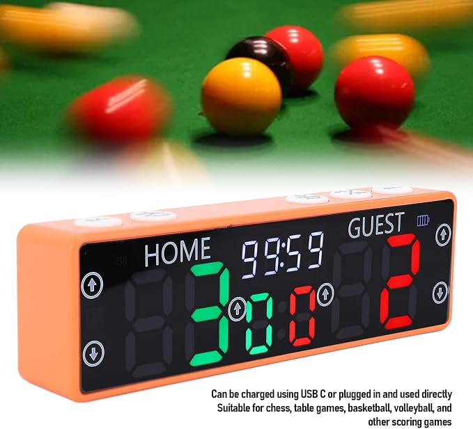 Electronic Scoreboard, 0-99 Score Range 0-9 Game Points, LED Display Digital Scoreboard with Buzzer, Battery Powered Basketball Scoreboard, Score Keeper for Chess, Table Tennis