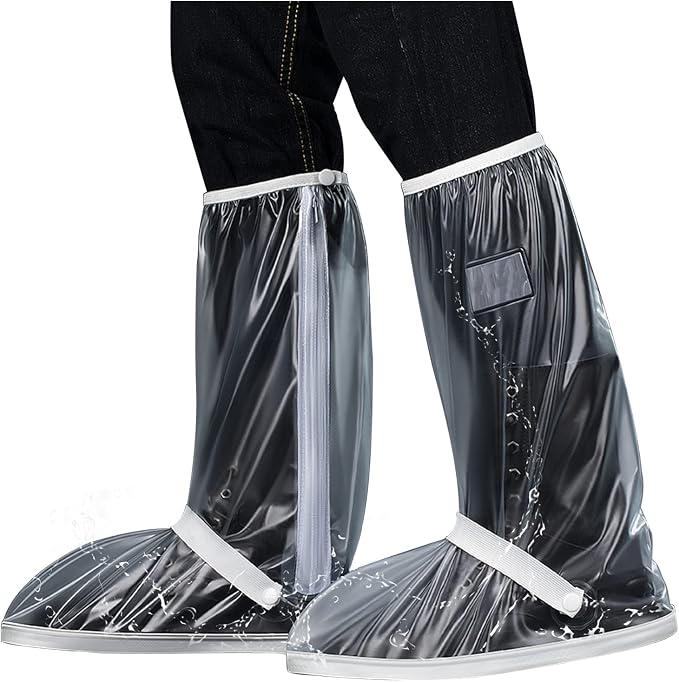 SooGree Waterproof Rain Shoe Covers Men Reusable Foldable Rain Snow Boot Shoe Covers with Reflector Non Slip Shoe Protector for Raining Day,Cycling,Gardening,Fishing,Hiking, Farming