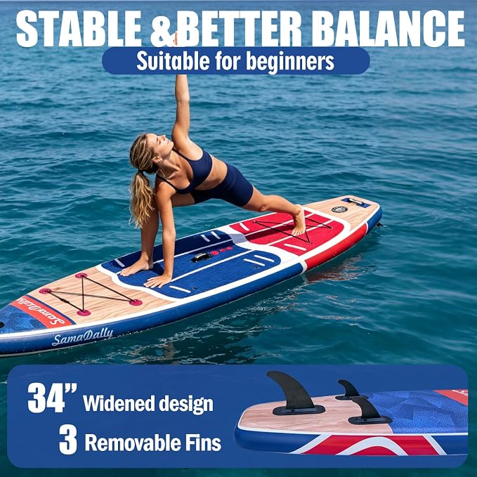 Inflatable Stand Up Paddle Board - Ultra Stable Wide Paddle Boards of All Skill Levels, Full-Color Gradient Design, Anti-Slip EVA Deck with Premium Accessories