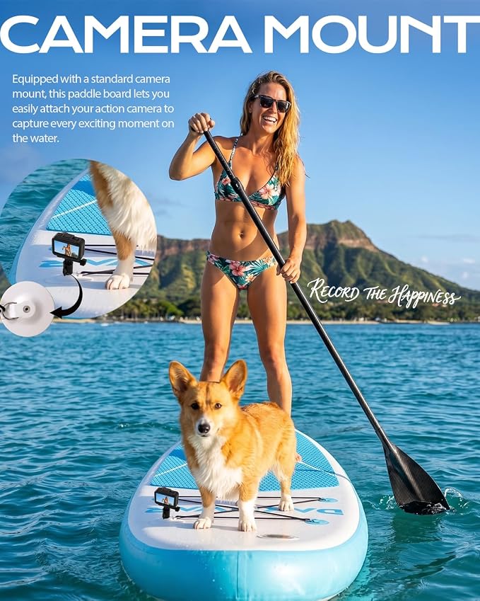 DAKUWAR Paddle Board 10'6''/10' Inflatable Stand Up Paddle Boards with SUP Accessories Ultra-Light Paddleboard Non-Slip Comfort Deck for Adults & Youth of All Skill Levels