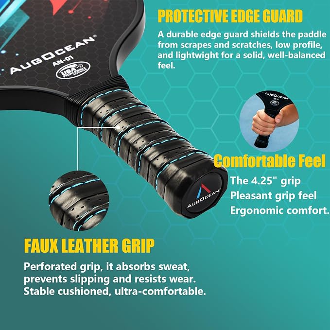 Pickleball Paddle,Pickleball Paddles-3K Raw Carbon Fiber Pickle Ball Paddle Surface with Great Grit & Spin,T700 Pickleball Racket with Excellent Power,Control and Balance,USAPA Approved