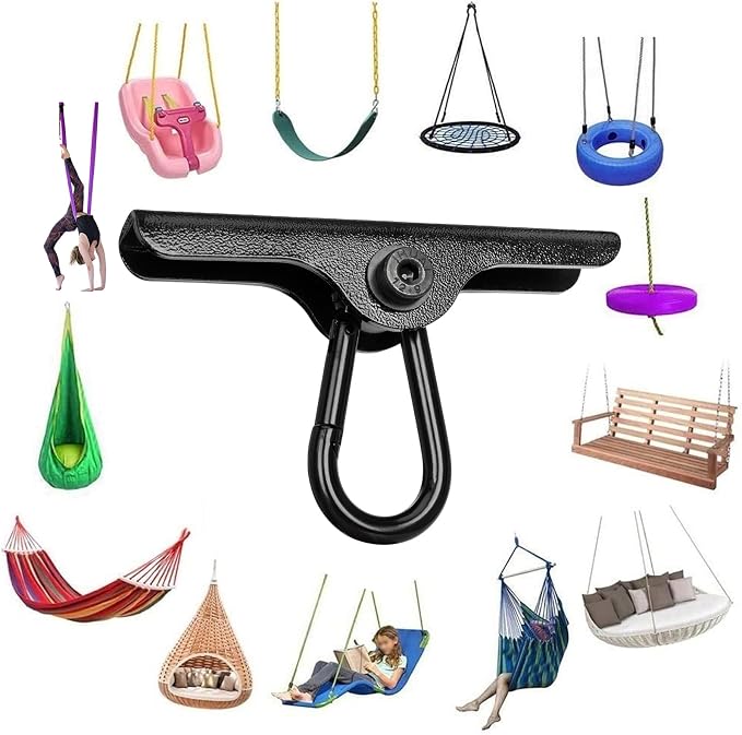 Heavy Punching Bag Hanger | Wall/Ceiling Mount Hook with 180° / 360° Rotation | Wood Beam Holder for Boxing, Weight Training, Aerial Yoga Swing & Hammock