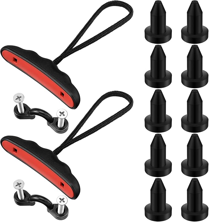 BreezeHug 2 Pack Kayak Drain Plugs and Carry Handles Kit, 10 Silicone 1/2" Scupper Drain Plug & 2 Carry Handle with Mounting Hardware for Replacement Kayak Accessories for Most Fishing Boats
