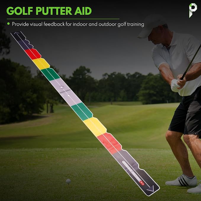 2PCS Golf Putting Aid Stroke Meter 2.0, Professional Putting Training Aid for Stroke Length, Speed & Distance Control, Alignment Putting Sword Start Line Trainer for Indoor & Outdoor Practice
