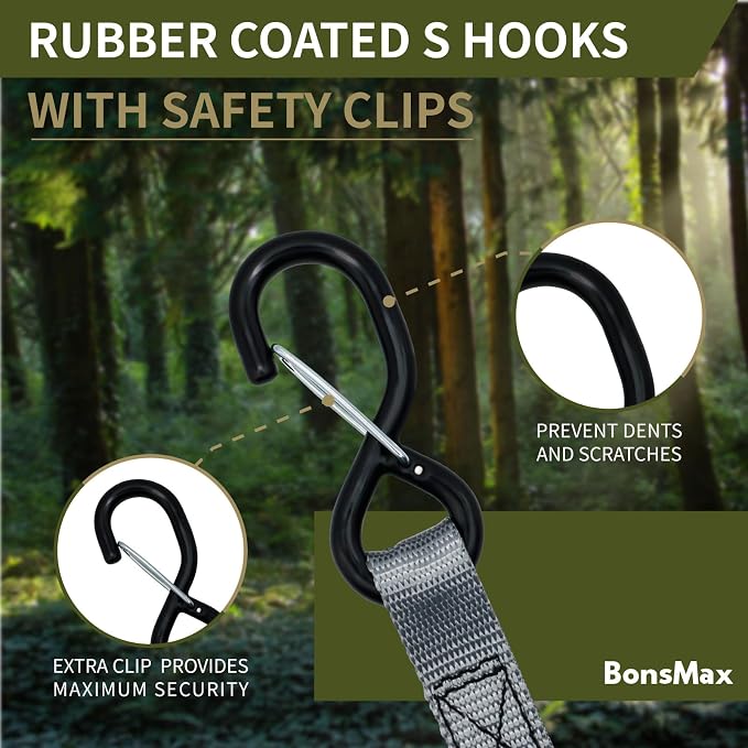 Ratchet Tie Down Straps with Soft Loops 4-Pack| 1 inch x 15 ft | Securing Cargo Strap for Car Roof Rack, Trailer, Kayak, Pickup Truck Bed