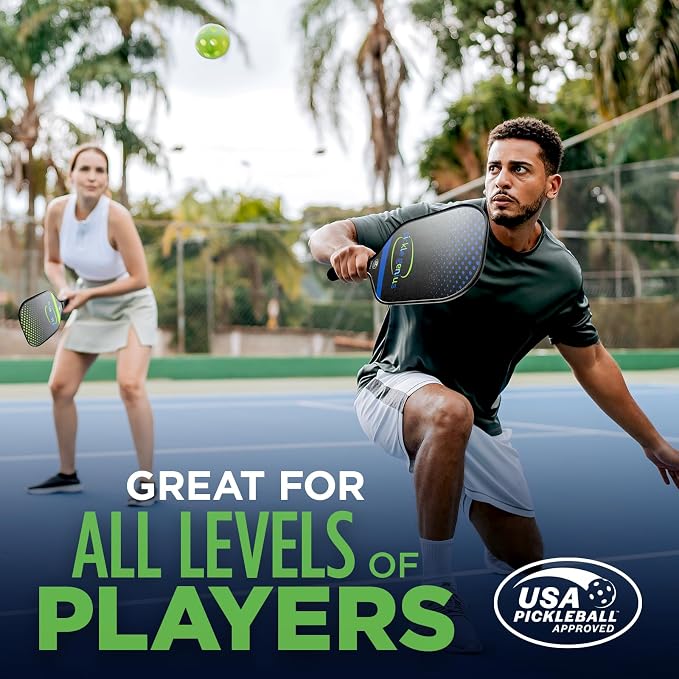 Pickle Genius Carbon Fiber Pickleball Paddle – USAPA Approved Pickle Ball Racket with Grit Spin Surface, 13mm Polypropylene Honeycomb Core, Lightweight 8oz, 15.75in Length, 5.25in Handle