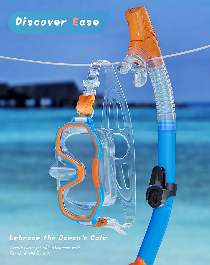 Snorkeling Gear for Adults Kids, Dry-Top Snorkel Set, 180°Panoramic Wide View Diving Mask Breathing Freely Snorkel Mask for Snorkeling Scuba Diving Swimming Travel