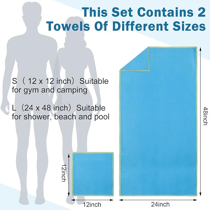 Oudain 6 Set Quick Dry Towel 12 Pack Fast Drying Towels 2 Size Microfiber Travel Towels Absorbent Compact Dry Towel for Camping Hiking Swim Beach Gym Yoga with Mesh Bag