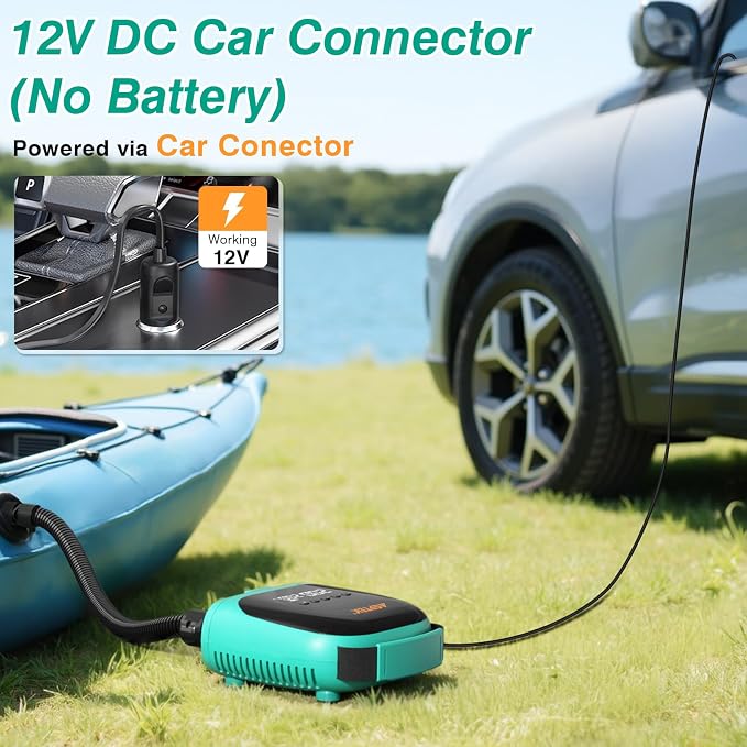 AGPTEK Paddle Board Pump Electric Sup Air Pump 20PSI Portable, Auto-Off 12V DC Car Connector for Inflator & Deflator Inflatable Stand up Paddle Boards,Boats,Inflators
