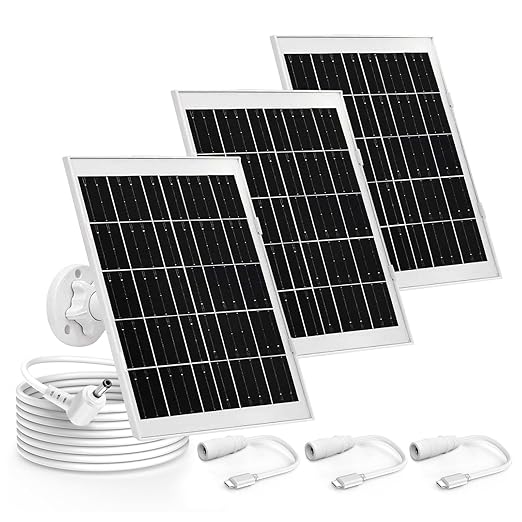 3 Pack Solar Panel Charger Compatible with Ring Solar Panel (2nd Generation), 8W Ring Outdoor Camera Plus,Outdoor Cam (Stick Up Cam), Stick Up Cam Pro, Spotlight Cam Plus, Spotlight Cam Pro 10FT Cable