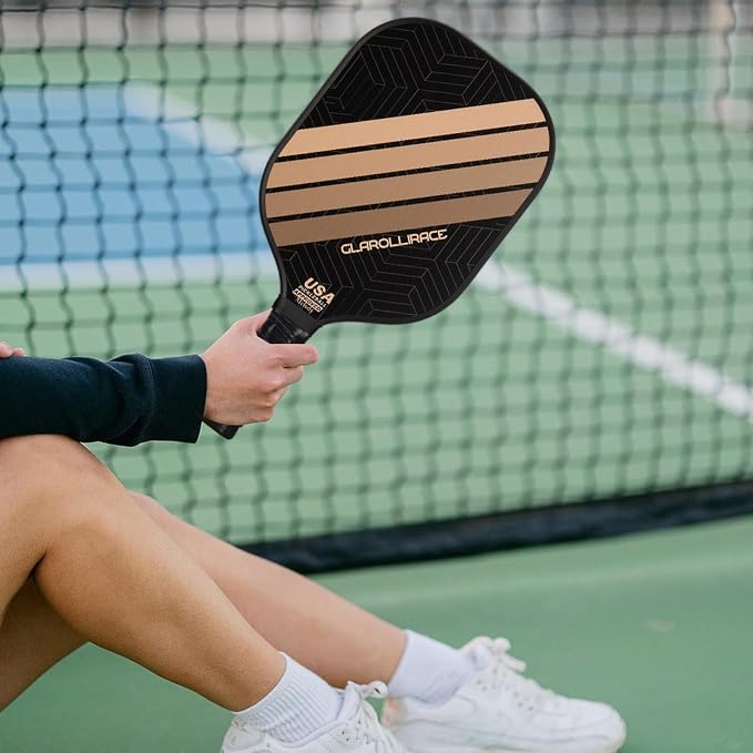 Pickleball Paddles Set of 2 | 4 Pickleball Rackets, USAPA Approved Pickleball Set, Fiberglass | Carbon Fiber Surface & 13 mm PP Honeycomb Core,4 Indoor & Outdoor Pickle Balls