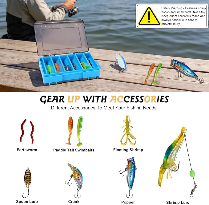 Fishing Tackle Kit Gifts for Men Unique, Fishing Gear Accessories Gift for Men, Fisherman Gift for Dad Grandpa, Gift Set for Fisherman, Fish Gear with Lip Gripper, Pliers, Tools, Lures