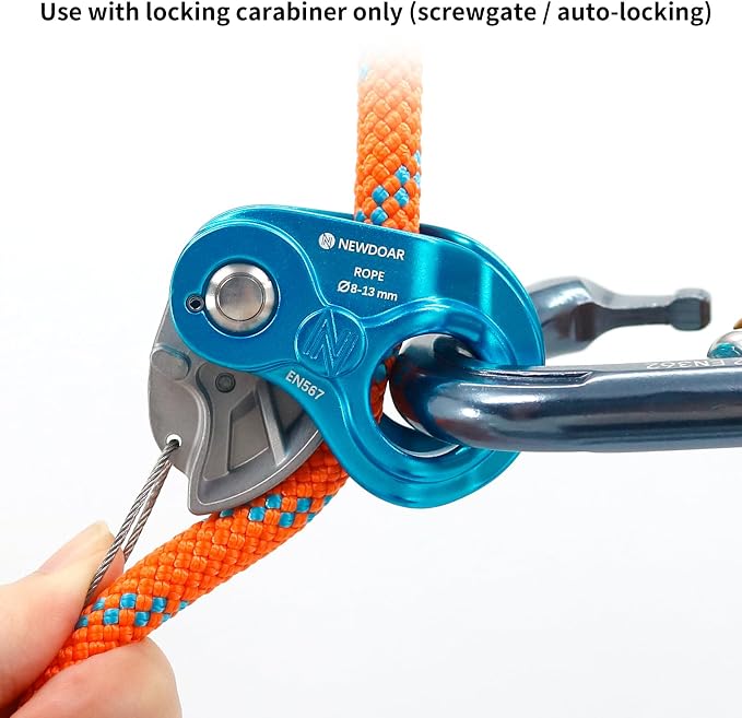 NewDoar Rope Grab Lightweight Rope Clamp Ascender Riser Adjuster Fits 8-13mm Rope Self-Locking Grip for Rock Climbing,Protection Rescue,Rappelling,Gear Equipment-Sharp Teeth