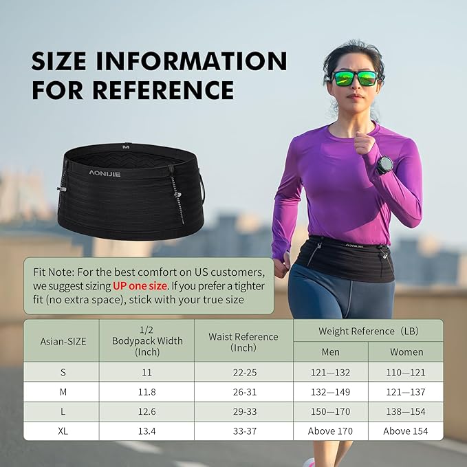 Running Belt for Men Women with 250ml Water Bottle, Lightweight Reflective Waist Pack for Running, Hiking, Training - L