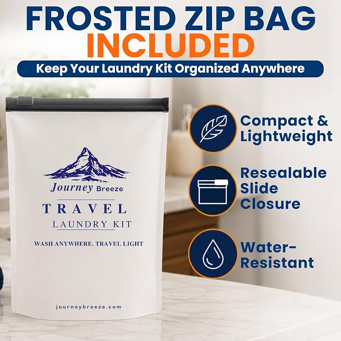 Travel Laundry Detergent Sheets and Elastic Travel Clothesline – Laundry Detergent Sheets 50-Count + Strong Portable Clothesline for Hotels, Cruises & Camping, Trips & Small Spaces