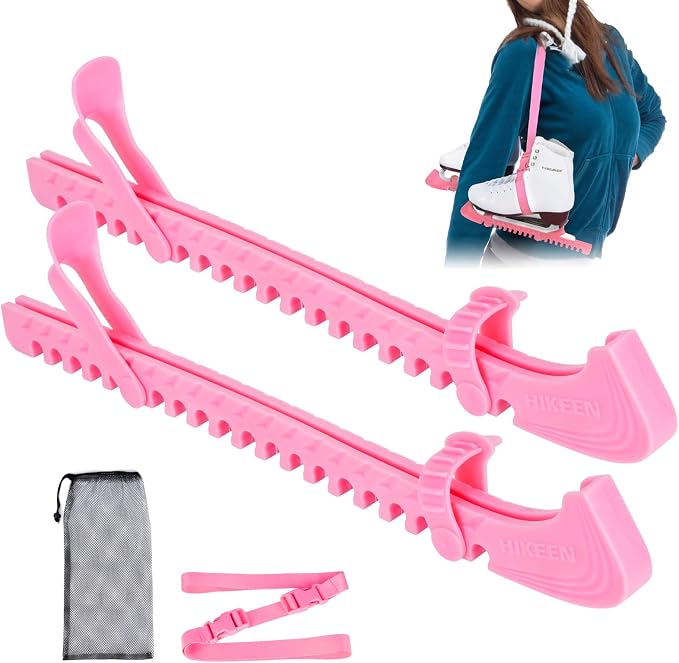 Hikeen Ice Skate Guards with Shoulder Straps,Enhanced Stability Ice Skate Blade Guards,Non-Slip Hockey Skate Blade Protector for Adult and Kids