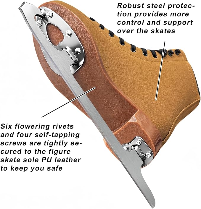 Nattork Figure Skates for Boys and Girls Excellence Stainless Steel Blades Ice Figure Skating with Enhanced Support Strength Performance and Ultimate Comfort