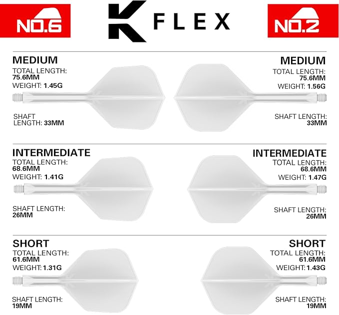 Target Darts K-Flex Integrated Dart Flights and Shafts, Kflex 9 Pack Bundle, Multipack - K Flex 3 Colours | Black, White, Clear, Red, Green, Blue, Pink, Orange, Yellow | Short, Intermediate, Medium
